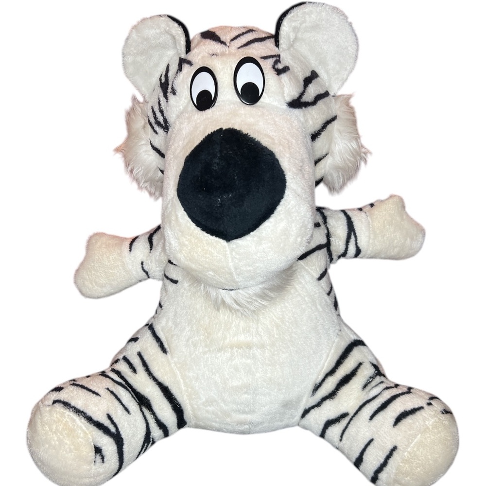 Vintage 80's Ganz Bros Canada Large White Tiger Bean Stuffed Toy